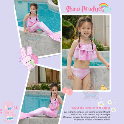 BIBISWIM Girls Mermaid Tail Swimsuit Dress Kids Mermaid Costume Beach & Pool Swimwear