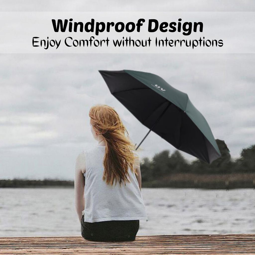 BIBISWIM Automatic Folding UV Umbrella with Black Coating | Windproof