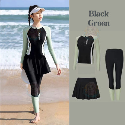 BIBISWIM Women Long Sleeve Swimsuit Skirt | Surf & Snorkeling Swimwear