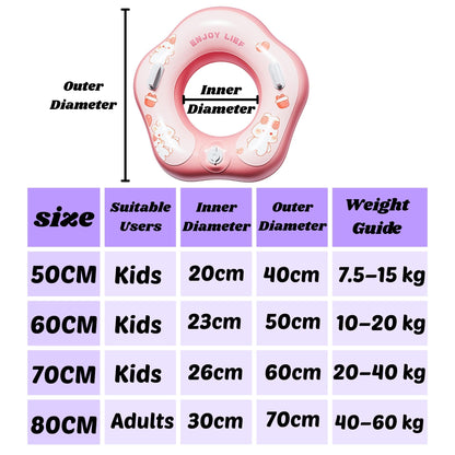 BIBISWIM Self-Inflating Swim Ring Inflatable Pool Float Baby Kids Adults Water Swimming Float Ring