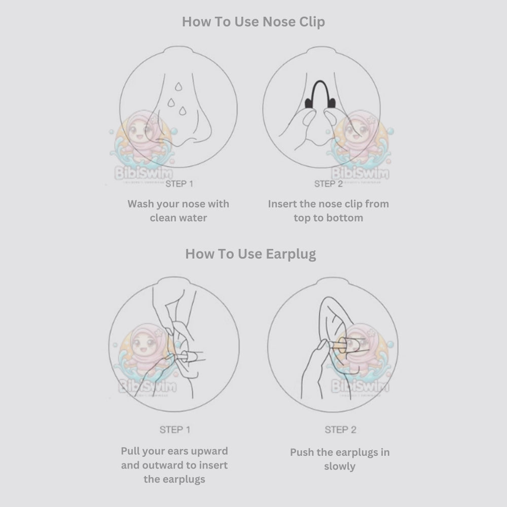 BIBISWIM Silicone Ear Plugs & Nose Clip for Swimming, Diving & Surfing