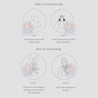 BIBISWIM Silicone Ear Plugs & Nose Clip for Swimming, Diving & Surfing