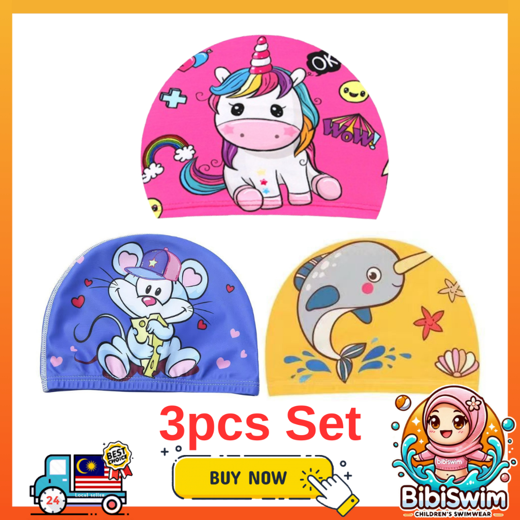 BIBISWIM Swimming Cap Kids Boy Girl Swim Cap Hat For Kid