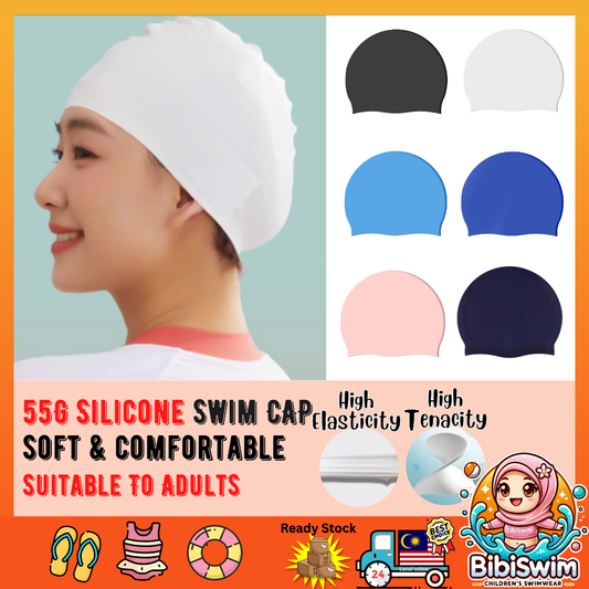 BIBISWIM Swimming Cap Swim Diving Caps For Adults Silicone Head Ear Protection Waterproof Sports Hat