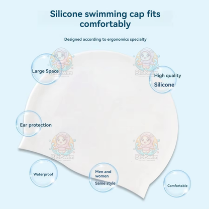BIBISWIM Swimming Cap Swim Diving Caps For Adults Silicone Head Ear Protection Waterproof Sports Hat