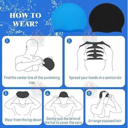 BIBISWIM Swimming Cap Swim Diving Caps For Adults Silicone Head Ear Protection Waterproof Sports Hat