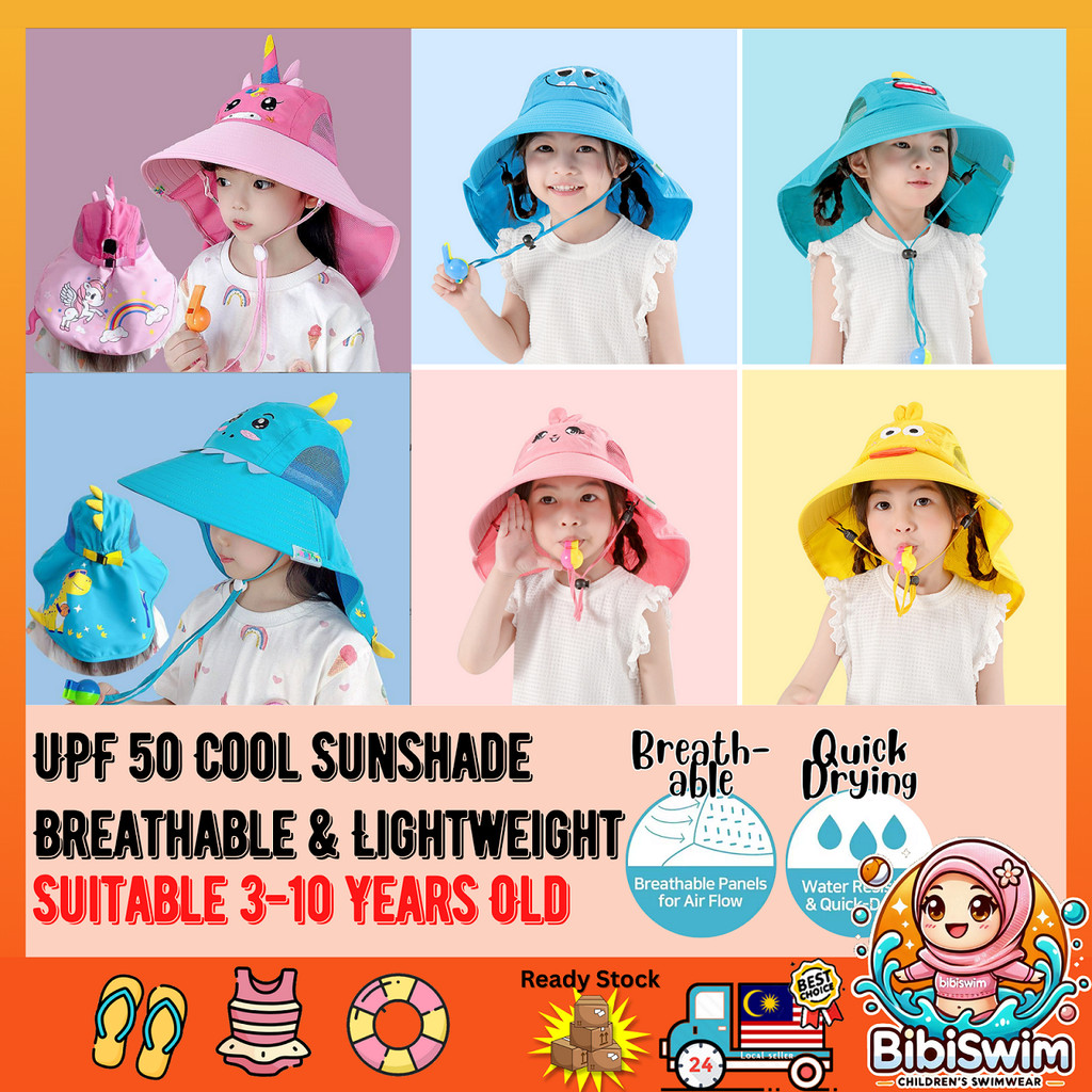 BIBISWIM Wide Brim Children Sun Hat Kids Beach Bucket Hat