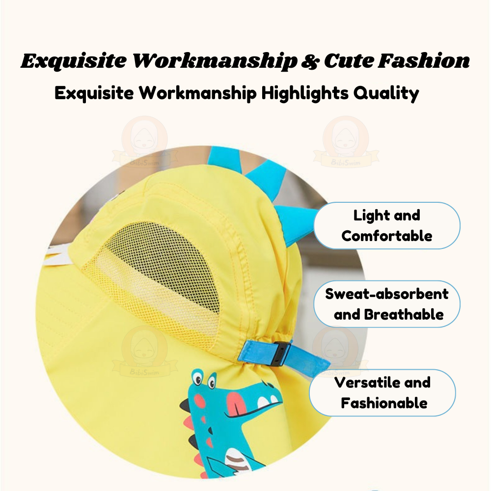 BIBISWIM Wide Brim Children Sun Hat Kids Beach Bucket Hat