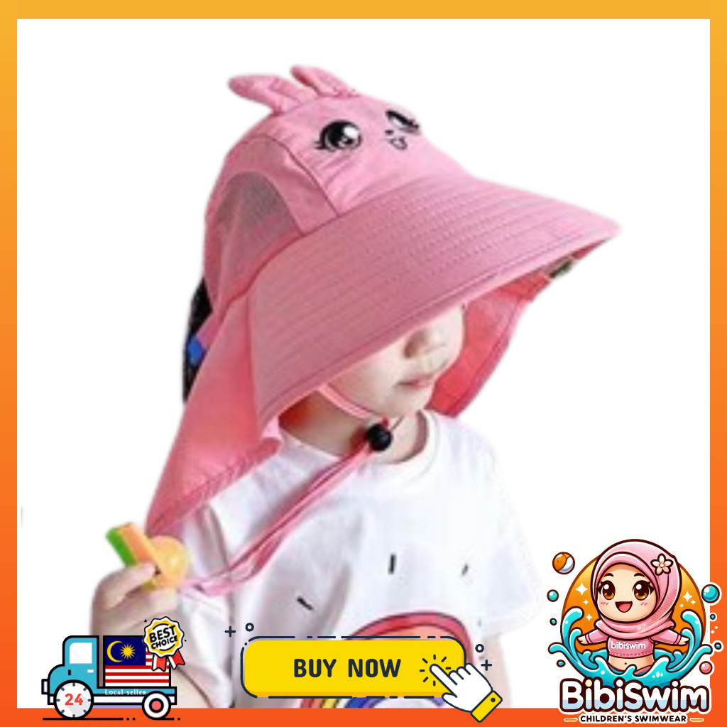 BIBISWIM Wide Brim Children Sun Hat Kids Beach Bucket Hat