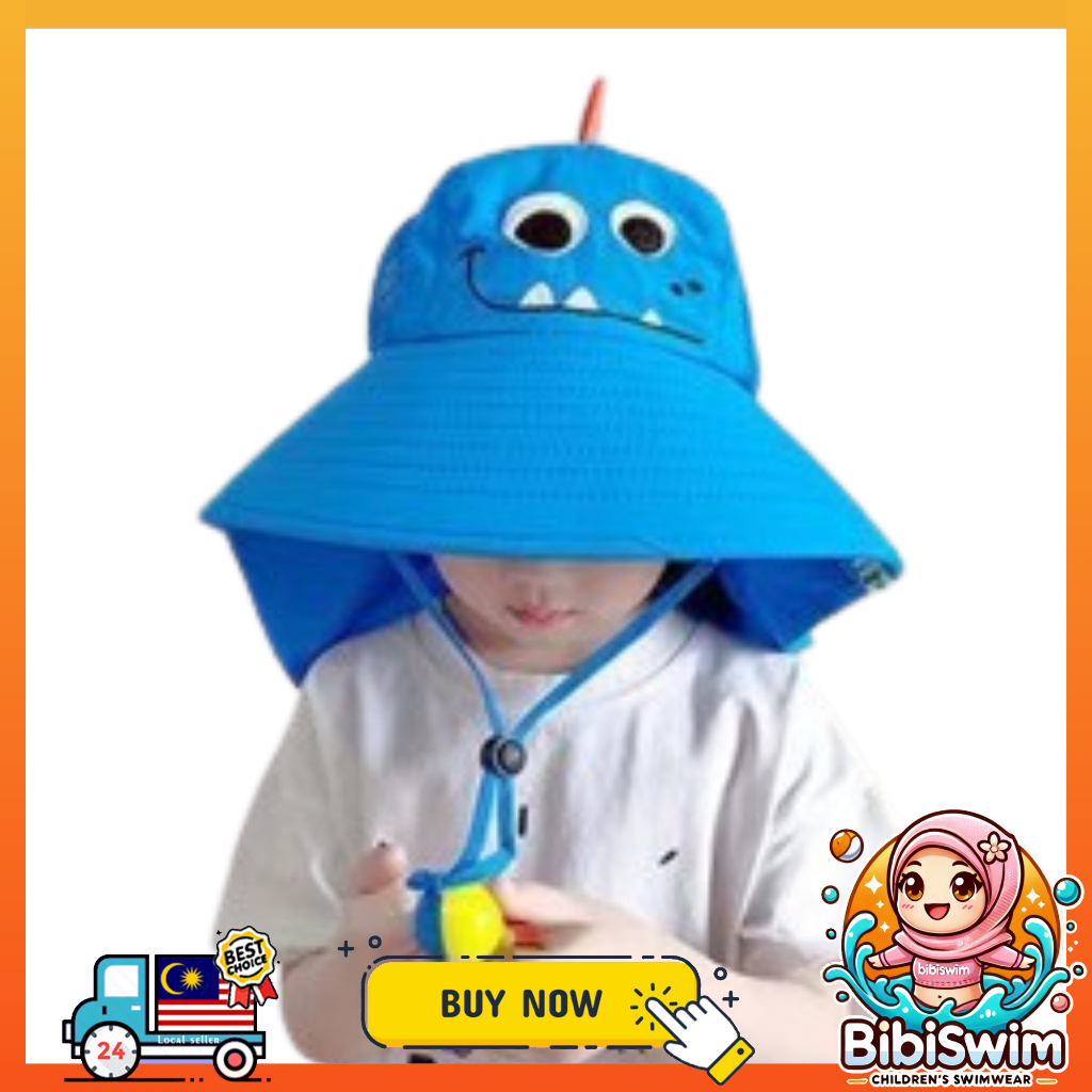 BIBISWIM Wide Brim Children Sun Hat Kids Beach Bucket Hat