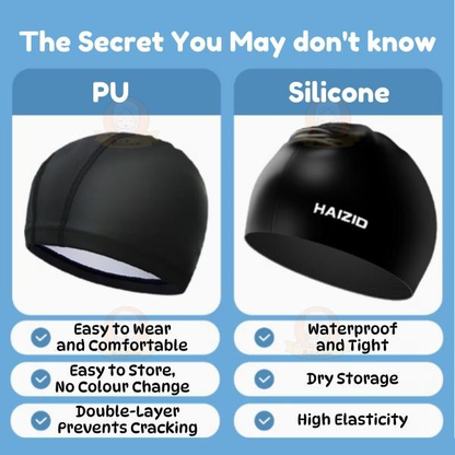 BIBISWIM Adult Swimming Cap Swim Cap Swimming Hat PU Waterproof Elasticity Topi Renang Dewasa 泳帽