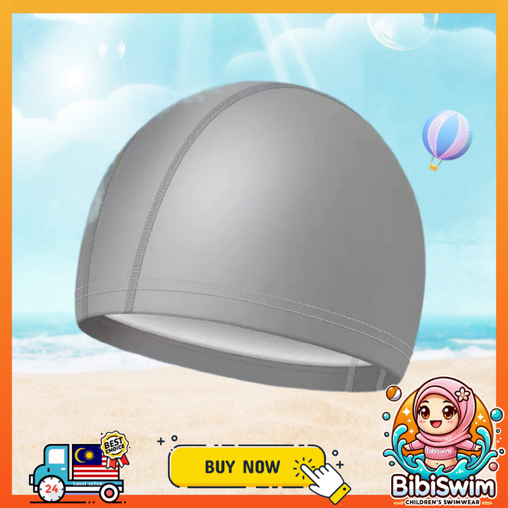 BIBISWIM Adult Swimming Cap Swim Cap Swimming Hat PU Waterproof Elasticity Topi Renang Dewasa 泳帽