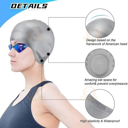 BIBISWIM Swimming Cap Swim Diving Caps For Adults Silicone Head Ear Protection Waterproof Sports Hat