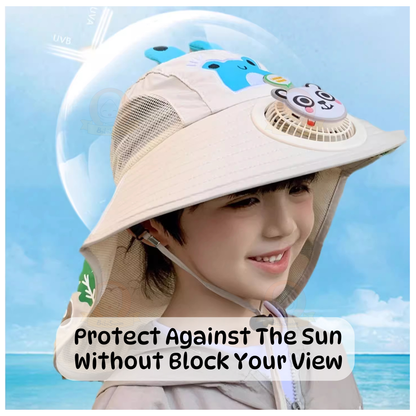 BIBISWIM Wide Brim Children Sun Hat Kids Bucket Hat Fan