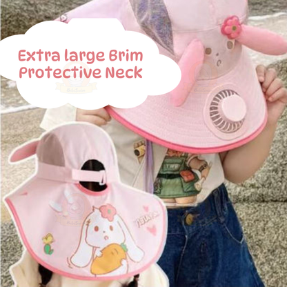 BIBISWIM Wide Brim Children Sun Hat Kids Bucket Hat Fan
