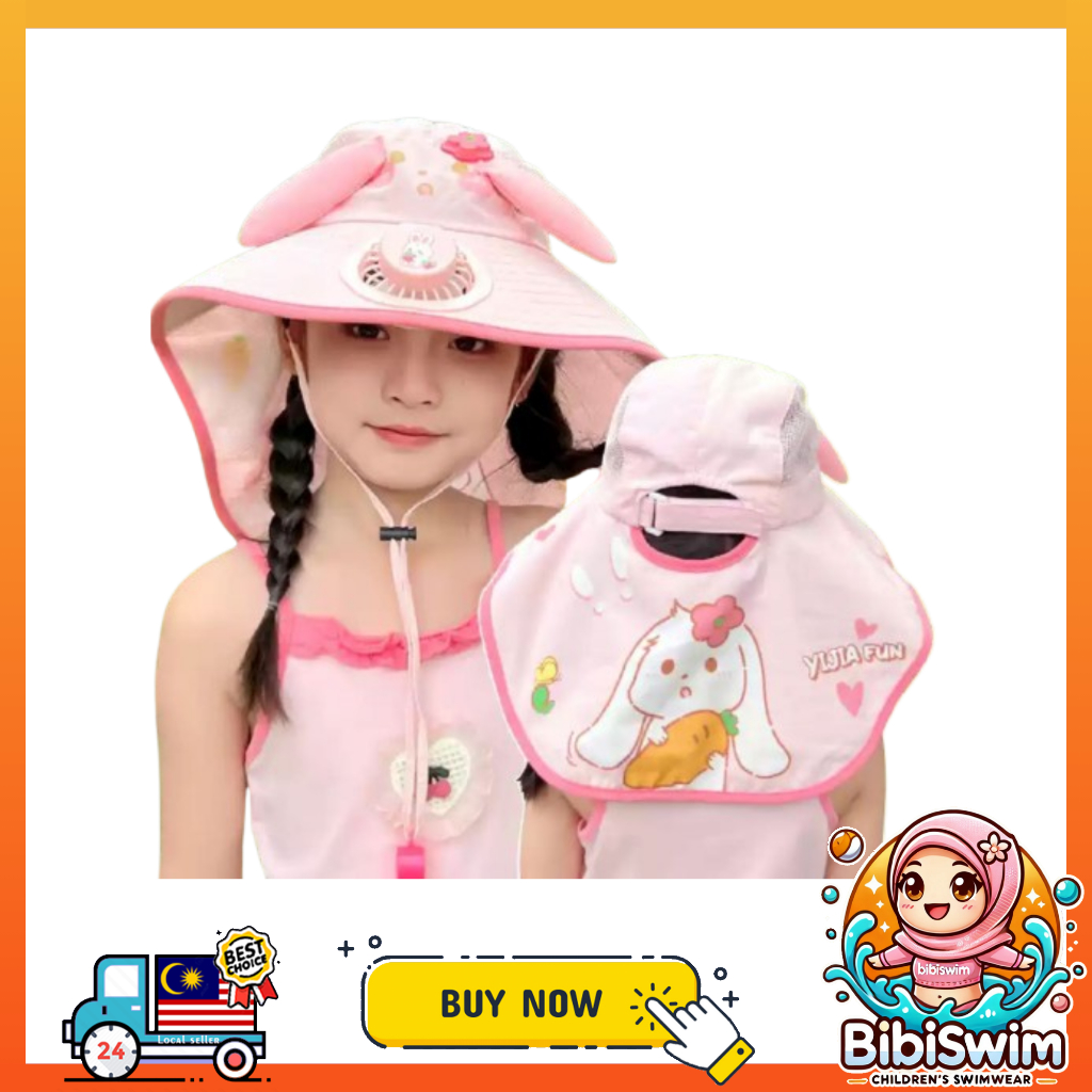BIBISWIM Wide Brim Children Sun Hat Kids Bucket Hat Fan