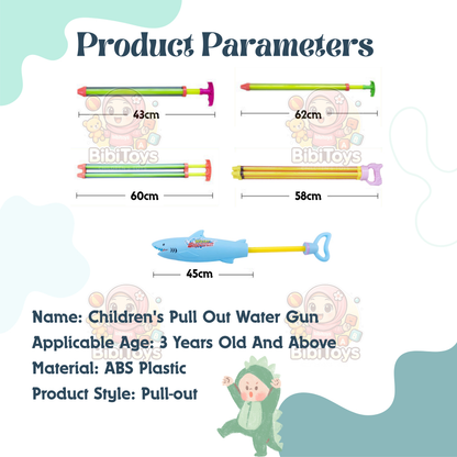 BIBISWIM Kids Outdoor Spray Water Gun Blaster Shooter Swimming Pool Beach Toys Mainan Pistol Air