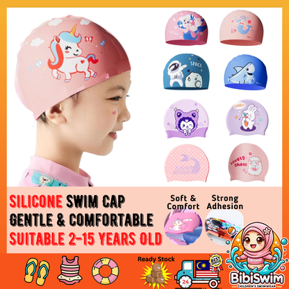BIBISWIM Swimming Cap Kids Silicone Waterproof Water Sports