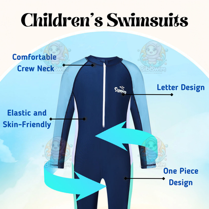BIBISWIM Swimming Suit Kid Boy Girl Long Sleeved Sun Protection Swimsuit One Piece