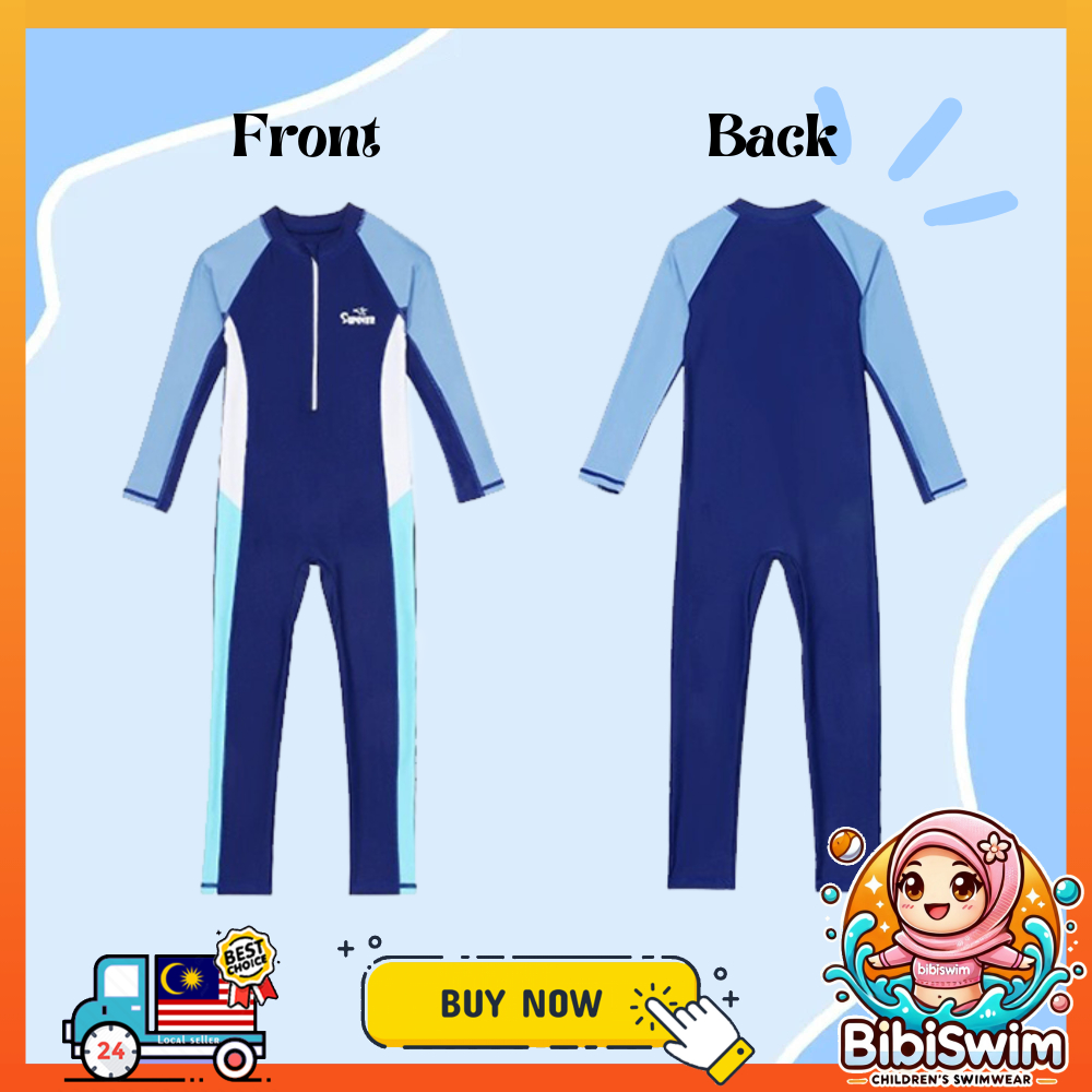 BIBISWIM Swimming Suit Kid Boy Girl Long Sleeved Sun Protection Swimsuit One Piece