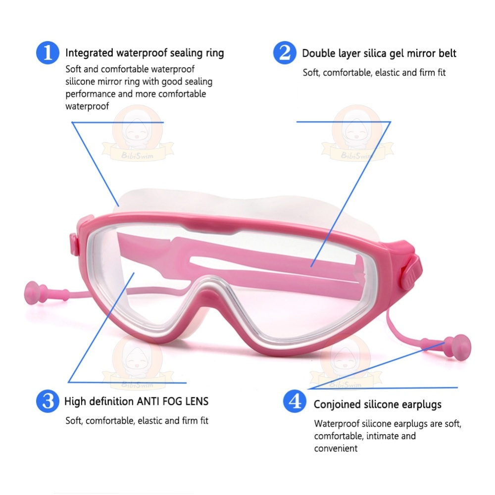 BIBISWIM Swimming goggle glass glasses with ear plug  kids