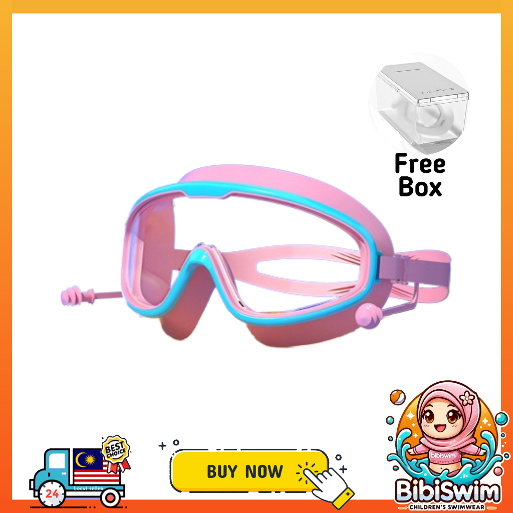 BIBISWIM Swimming goggle glass glasses with ear plug  kids