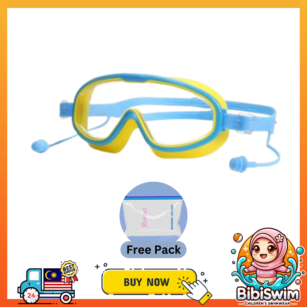 BIBISWIM Swimming goggle glass glasses with ear plug  kids