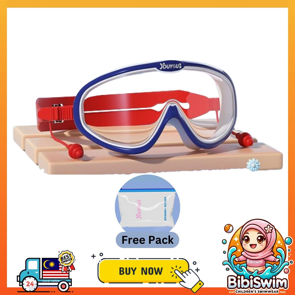 BIBISWIM Swimming goggle glass glasses with ear plug  kids