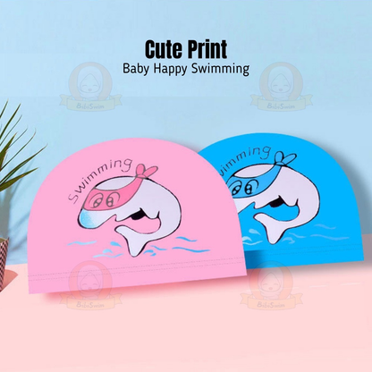 BIBISWIM Comfortable Silicone PU Coated Swimming Cap for Kid Kids