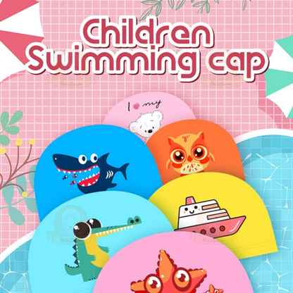 BIBISWIM Comfortable Silicone PU Coated Swimming Cap for Kid Kids