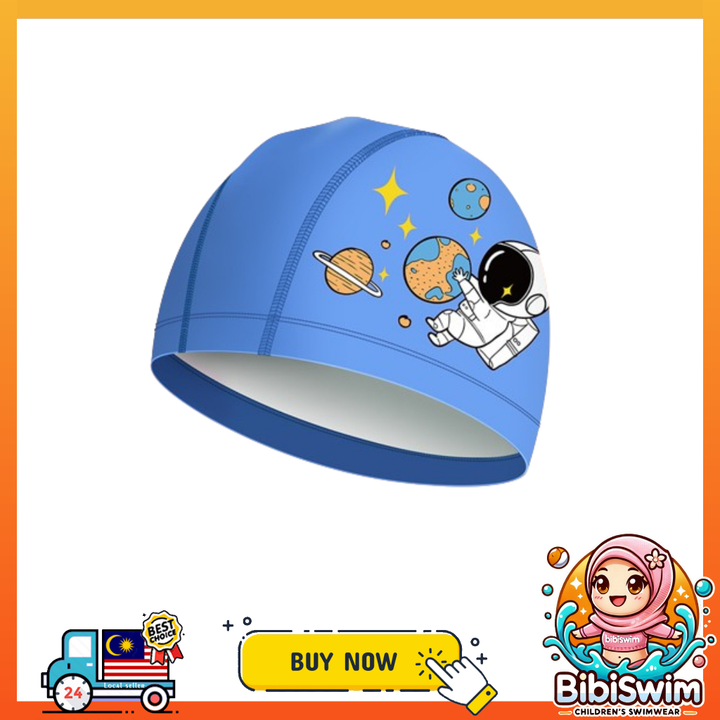 BIBISWIM Comfortable Silicone PU Coated Swimming Cap for Kid Kids