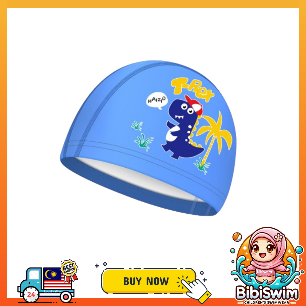 BIBISWIM Comfortable Silicone PU Coated Swimming Cap for Kid Kids