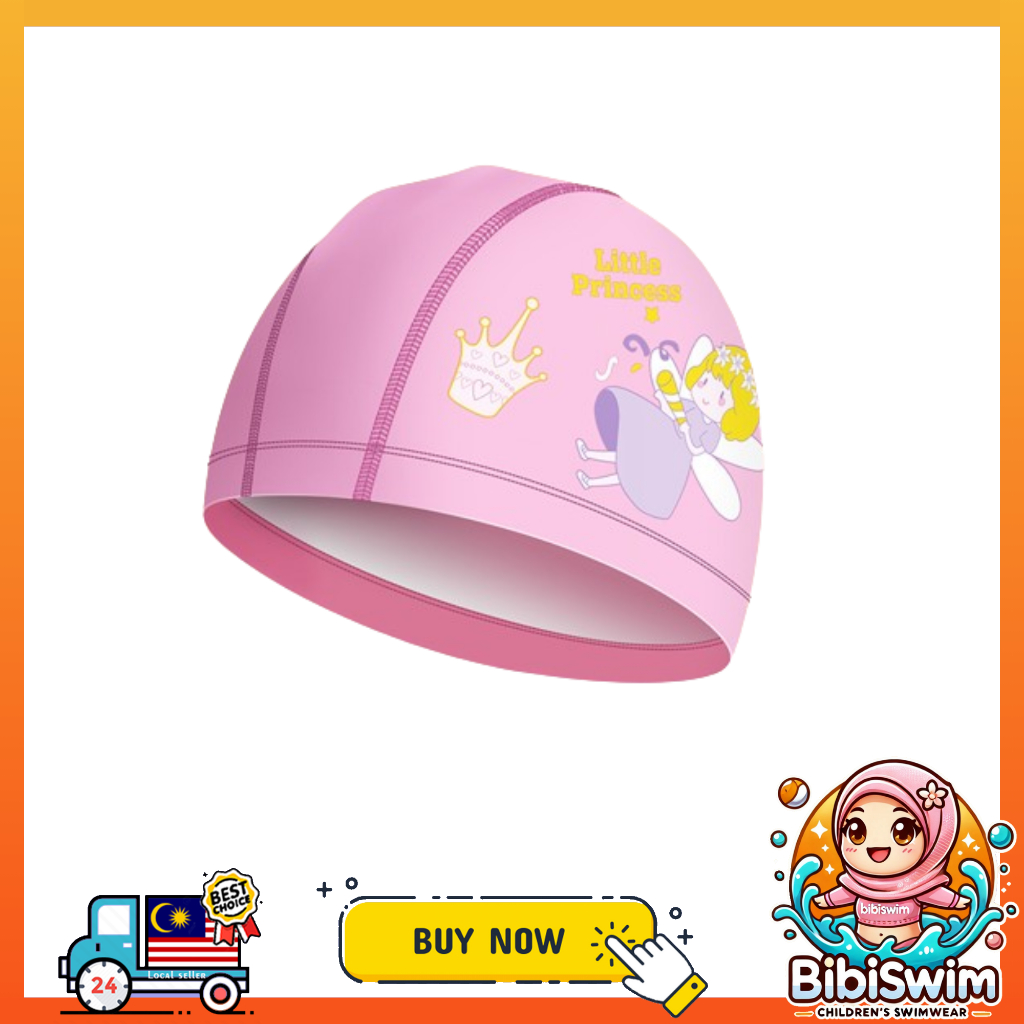 BIBISWIM Comfortable Silicone PU Coated Swimming Cap for Kid Kids