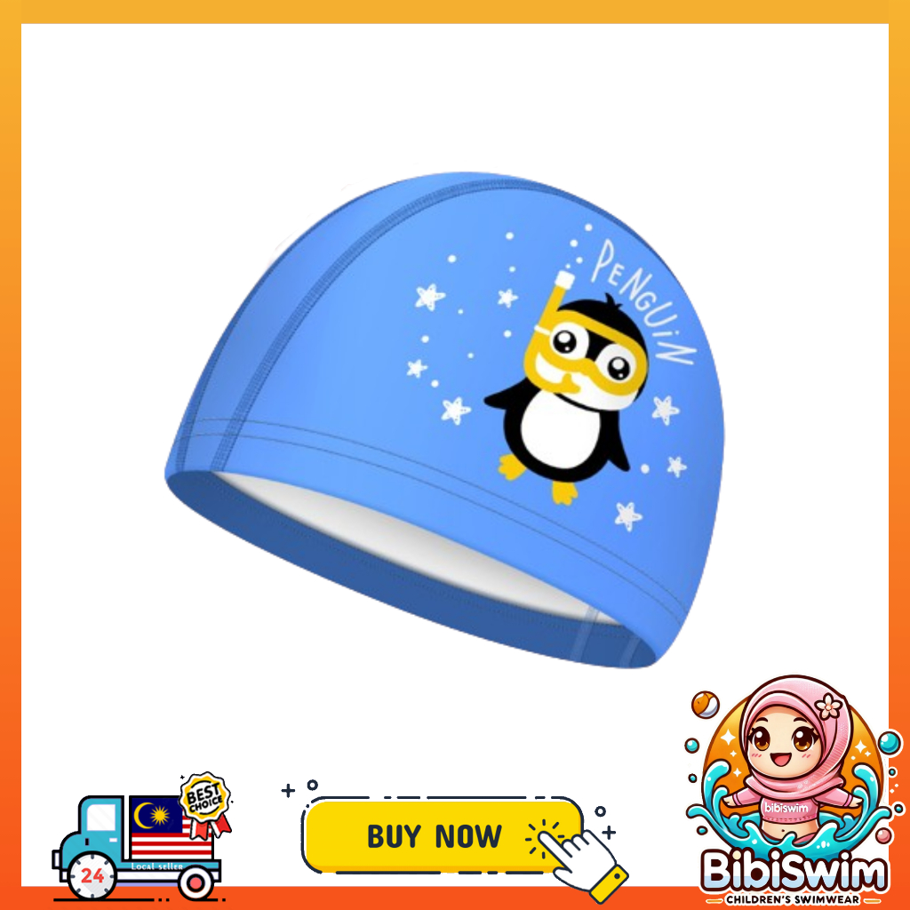BIBISWIM Comfortable Silicone PU Coated Swimming Cap for Kid Kids