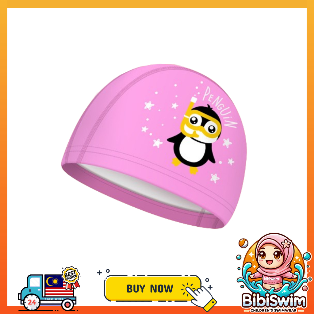 BIBISWIM Comfortable Silicone PU Coated Swimming Cap for Kid Kids
