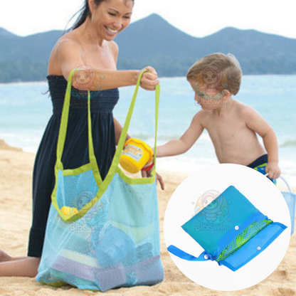 BIBISWIM Beach Bag Mesh Net Toy Bag Picnic Storage Bucket Shell Holding Children Organizer Beg