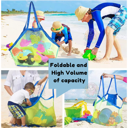 BIBISWIM Beach Bag Mesh Net Toy Bag Picnic Storage Bucket Shell Holding Children Organizer Beg