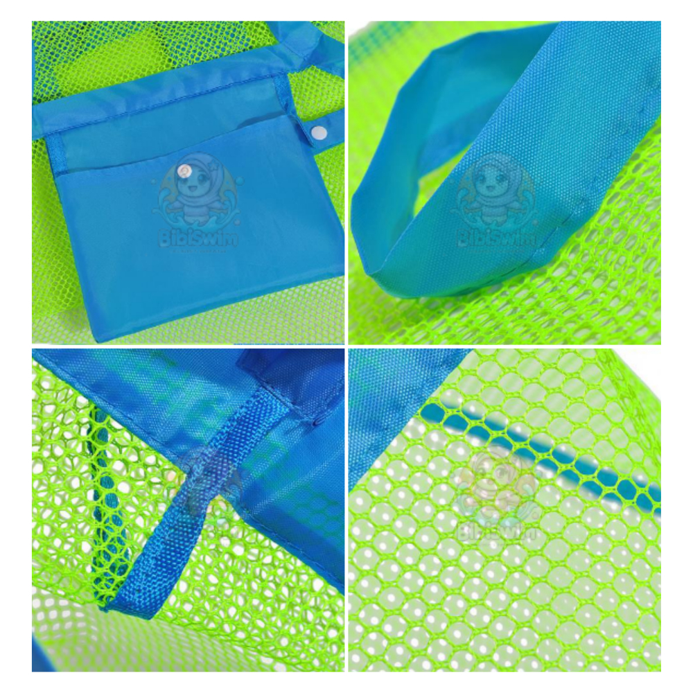 BIBISWIM Beach Bag Mesh Net Toy Bag Picnic Storage Bucket Shell Holding Children Organizer Beg