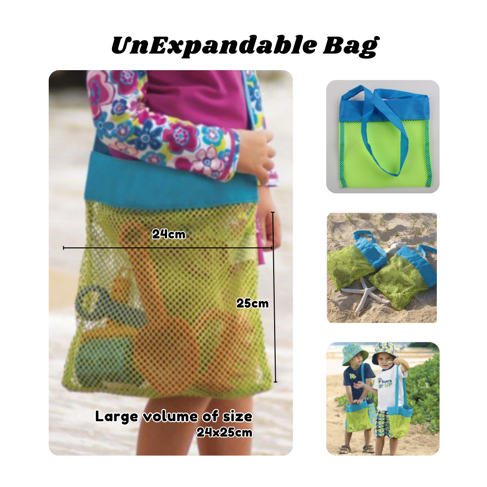BIBISWIM Beach Bag Mesh Net Toy Bag Picnic Storage Bucket Shell Holding Children Organizer Beg