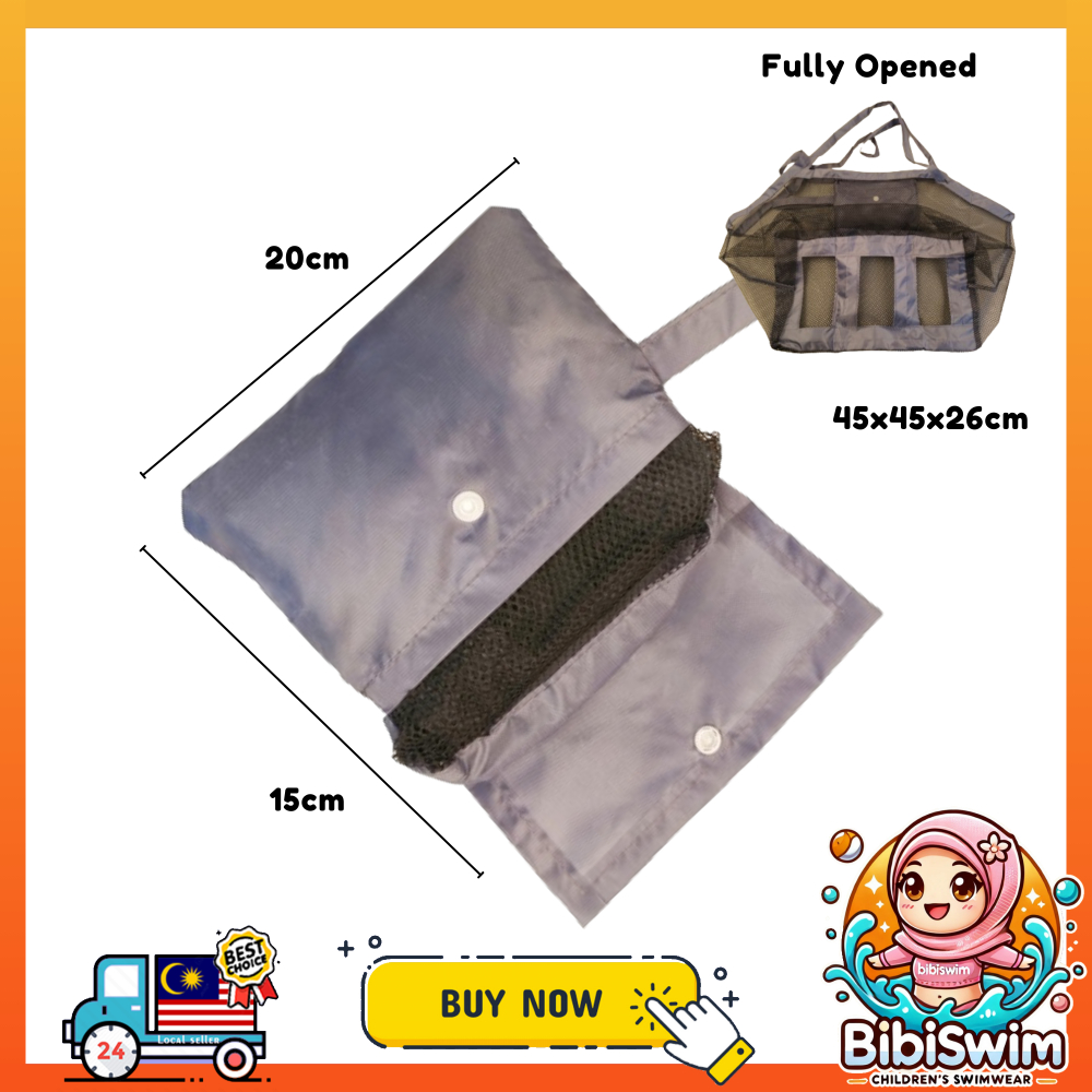 BIBISWIM Beach Bag Mesh Net Toy Bag Picnic Storage Bucket Shell Holding Children Organizer Beg