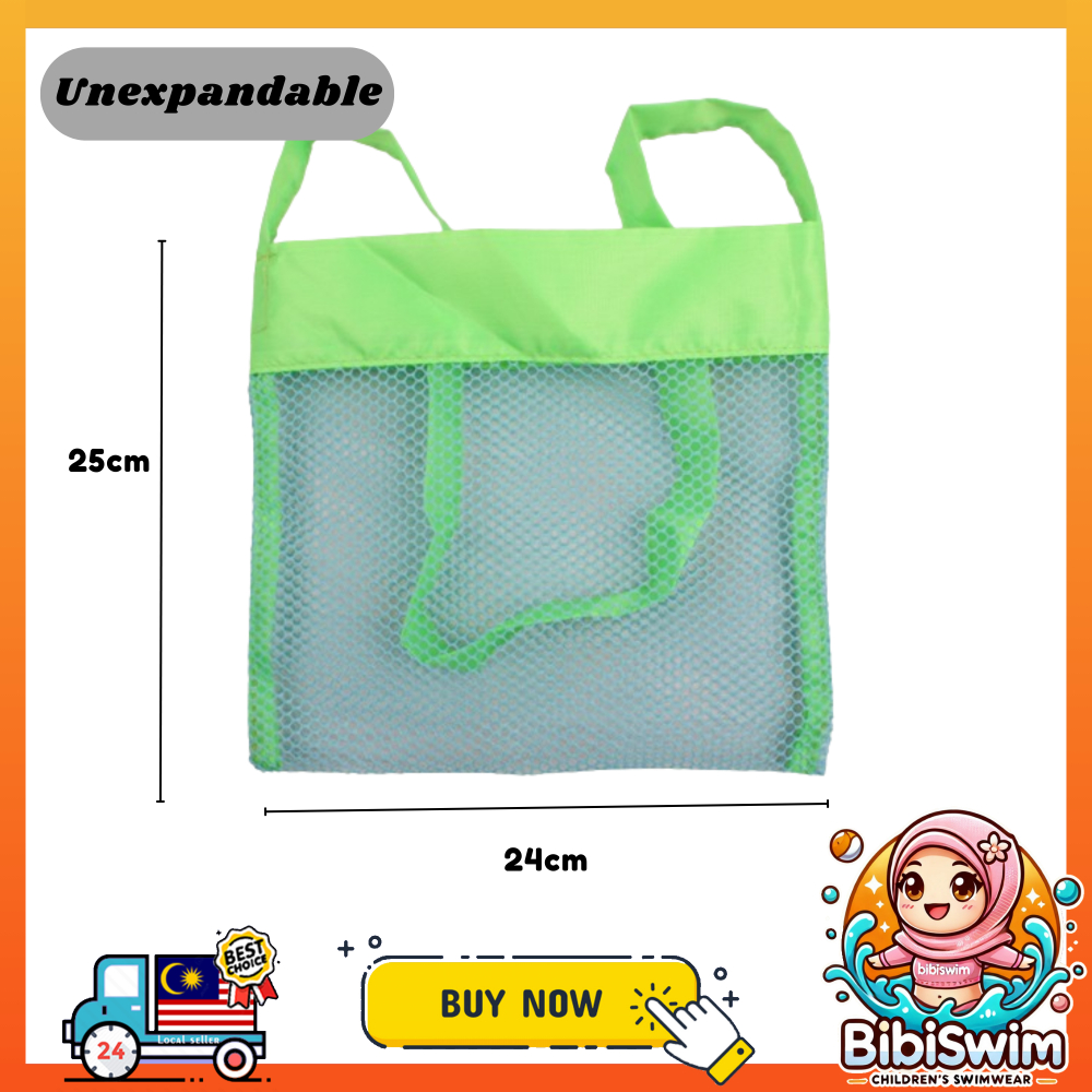 BIBISWIM Beach Bag Mesh Net Toy Bag Picnic Storage Bucket Shell Holding Children Organizer Beg