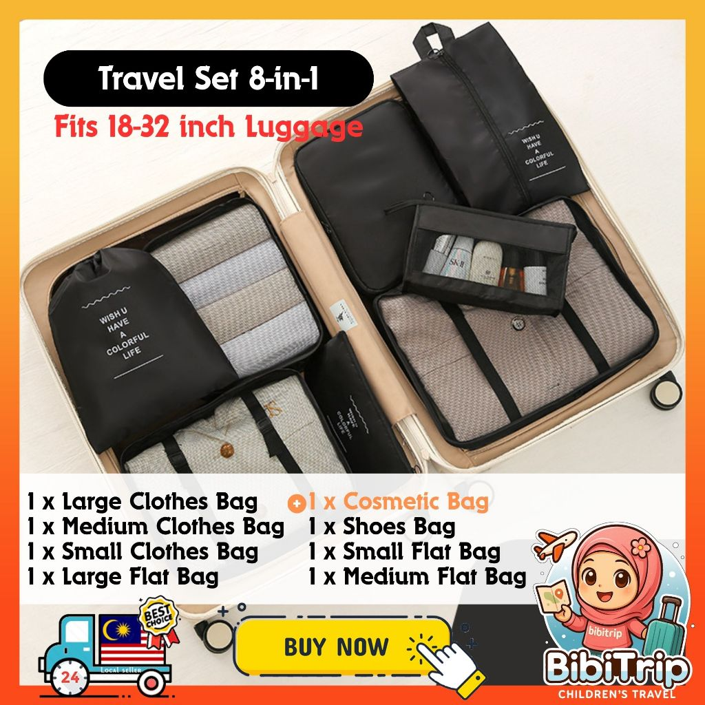 BIBISWIM Travel Bag Organizer Luggage Packing Cubes Travel Toiletries Bag Clothes Organizer Pouch