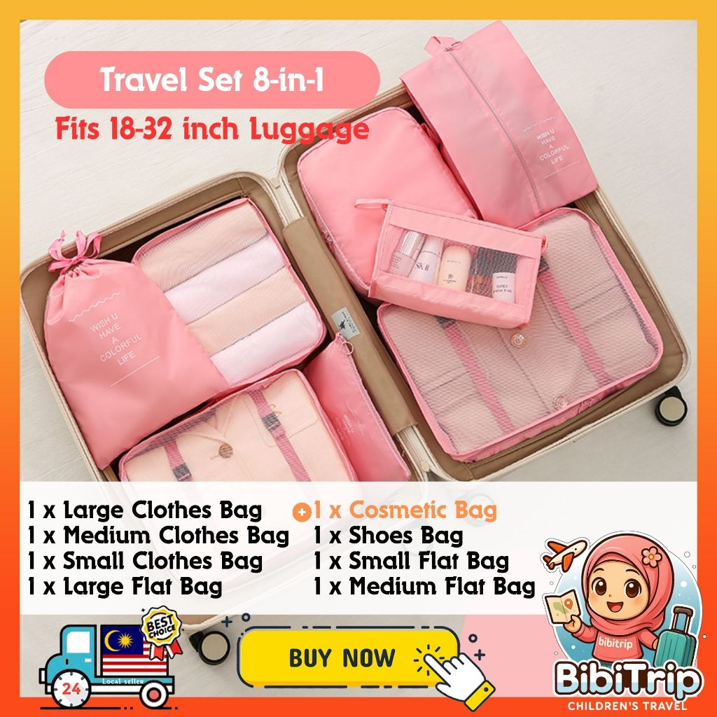 BIBISWIM Travel Bag Organizer Luggage Packing Cubes Travel Toiletries Bag Clothes Organizer Pouch