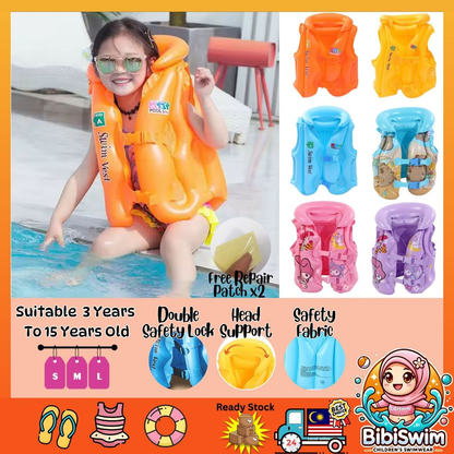 BIBISWIM Children Inflatable Pool Float Life Jacket Vest Baby Swimming Safety Vests