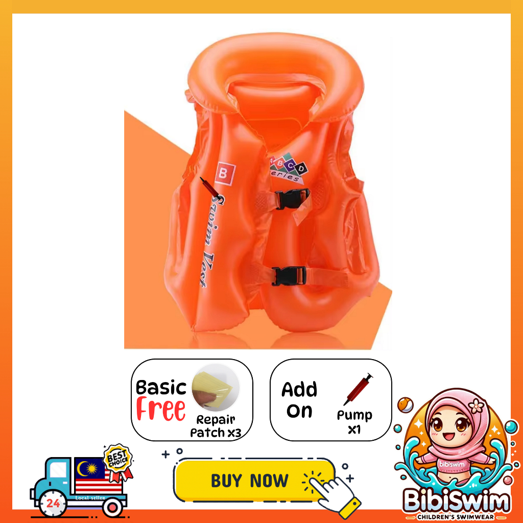 BIBISWIM Children Inflatable Pool Float Life Jacket Vest Baby Swimming Safety Vests