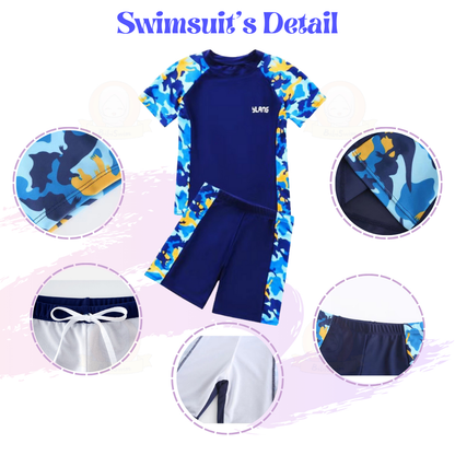 BIBISWIM Swimming Suit Kids Boy Girl Short Sleeve 2 Piece