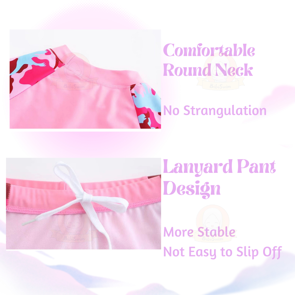 BIBISWIM Swimming Suit Kids Boy Girl Short Sleeve 2 Piece