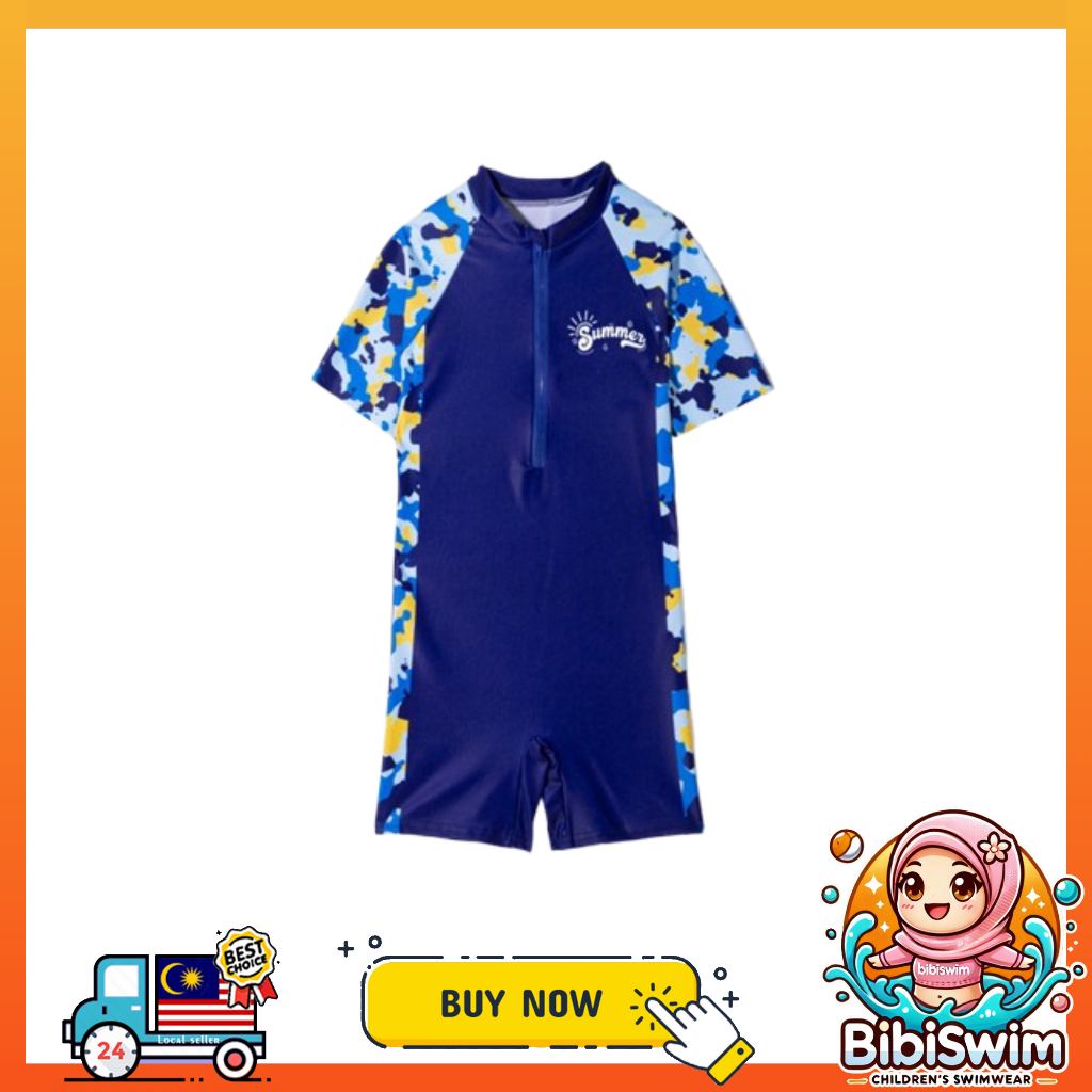 BIBISWIM Swimming Suit Kids Boy Girl Short Sleeve 2 Piece