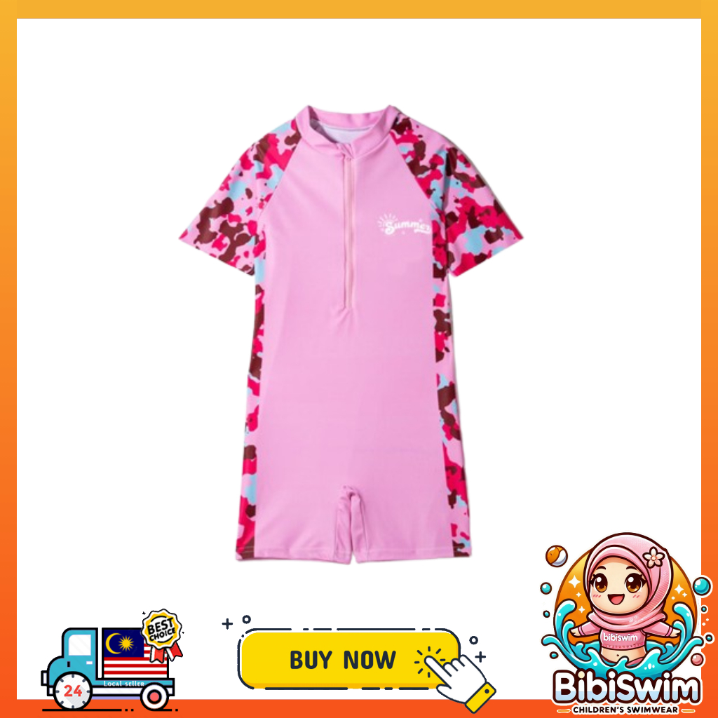 BIBISWIM Swimming Suit Kids Boy Girl Short Sleeve 2 Piece