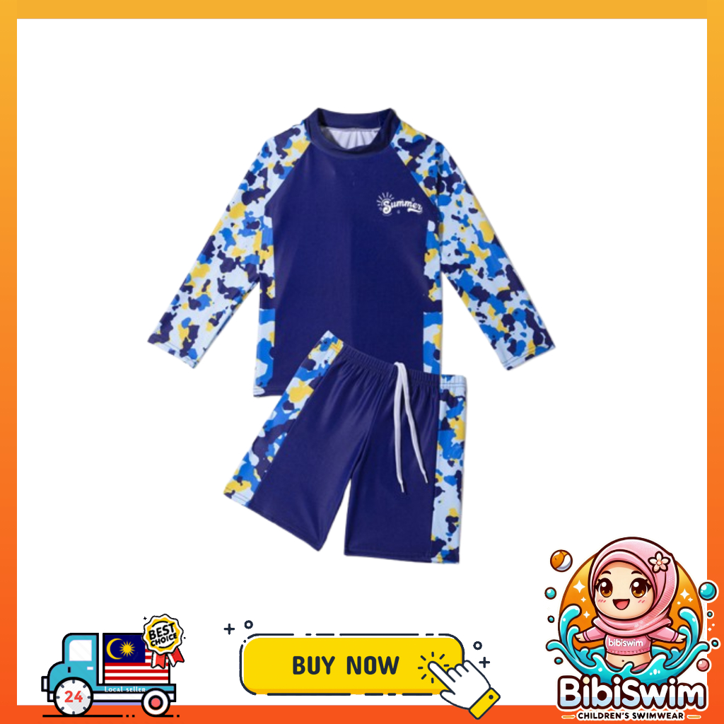 BIBISWIM Swimming Suit Kids Boy Girl Short Sleeve 2 Piece